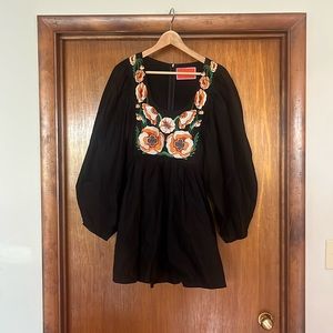 Gorgeous La Doublej balloon sleeve mini dress with poppy embroidery